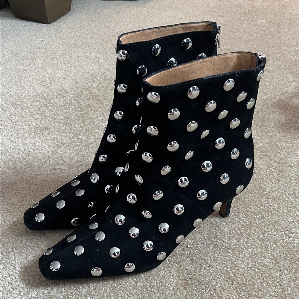 Black suede rivet booties